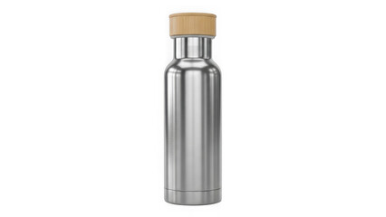 Sleek Stainless Steel Water Bottle With Natural Bamboo Cap
