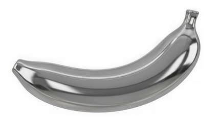 Sleek Silver Banana On Black Background