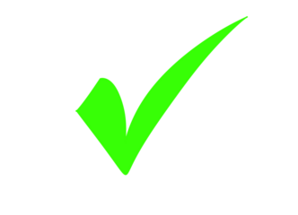 Green checkmark icon in simple flat design with bright green color on white background for approval symbol