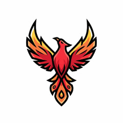 Obraz premium Vibrant Phoenix Bird Logo with Fiery Wings and Tail.