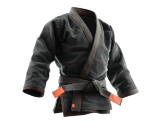 A detailed shot of a black martial arts uniform Isolated Transparent Background, PNG