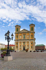 Cityscape with church Karlskrona in Sweden. UNESCO site