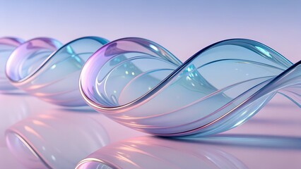 Obraz premium Soft Pastel Twisted Ribbons with Subtle Iridescent Sheen abstract curves