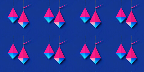 Obraz premium Festive abstract seamless geometric pattern, fresh colors and minimalist forms, ideal for modern packaging, branding, fashion, and design