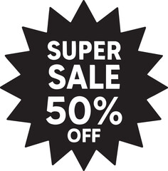 Super sale fifty percent off badge vector