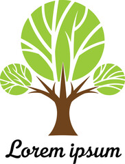Obraz premium Green Tree Logo Design Vector Illustration for Environmental Conservation Sustainability Organic Branding Nature Parks Forest Growth and Eco Friendly Business Identity