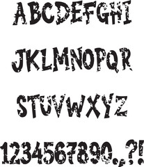 Distressed cartoon typography font lettering ABC cartoon vector text