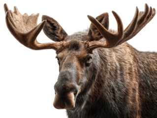A magnificent moose with impressive antlers standing tall and proud Isolated Transparent Background, PNG