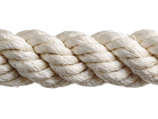 Close-up of a thick rope with a textured pattern, demonstrating strength and durability Isolated Transparent Background, PNG
