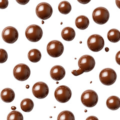 Delicious chocolate drops isolated on transparent background