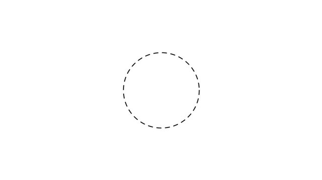 Circle and rectangle dotted line frame,Line dot circle frame animated on background. Rectangular doodle scribble element motion, circle frame dotted line animation isolated