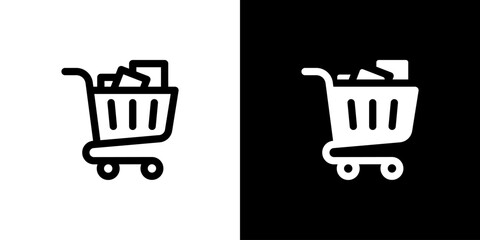 Shopping Cart icon concept with flat Black White Background. Vector illustration. © Redemption_art
