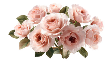 Delicate pink roses bouquet, floral arrangement, isolated on transparent background