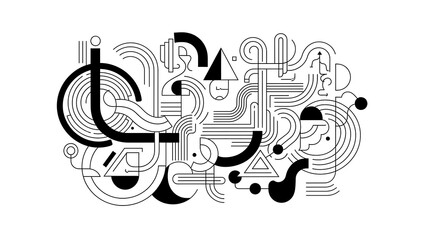 Naklejka premium Abstract Black and White Geometric Shapes.