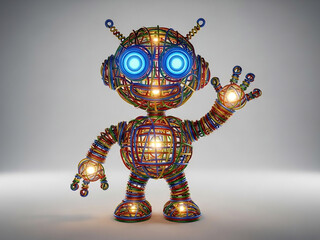 다채로운 로봇, 밝게 빛나는 눈과 미소