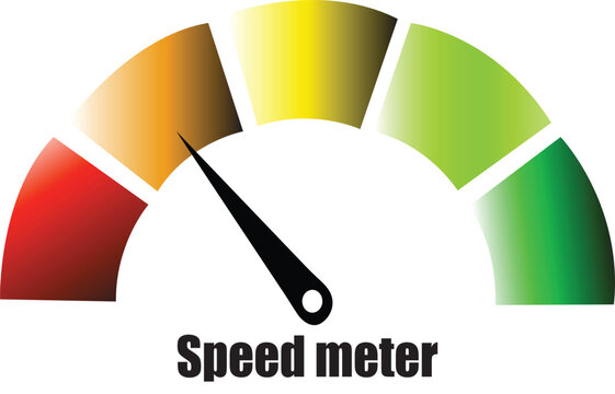 Colour gradient speedometer vector design icon. five colored gauges showing varying levels from low to high in a minimalistic design