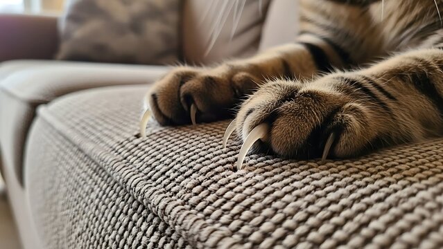 Tiger resting on a sofa cushion.