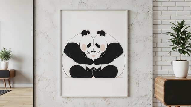 Cute Funny Cartoon Cat and Panda Face Illustration for Halloween Design