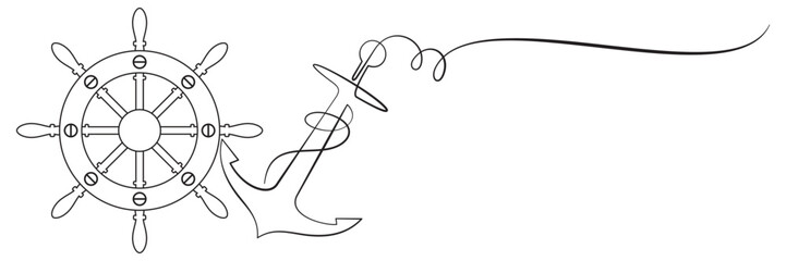 anchor and rudder of ship line art style vector 1.eps © Is