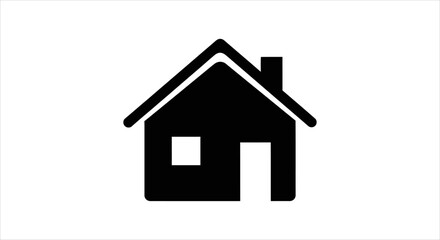 Fototapeta premium A simple black silhouette icon of a house, symbolizing home, property, and real estate concept