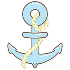 Light Blue Anchor With Rope Illustration