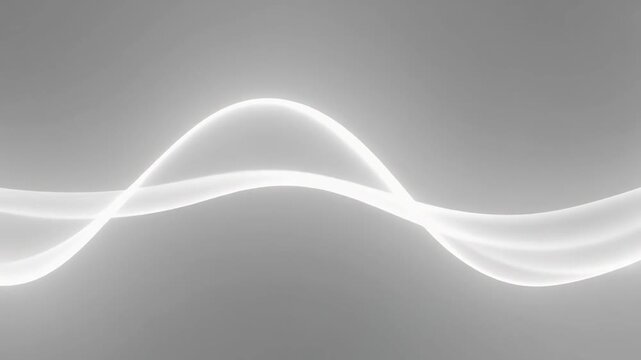 Abstract Smooth White Waves on Gray Background　滑らかな白い曲線が流れるグレーの背景素材　フルHD　動画