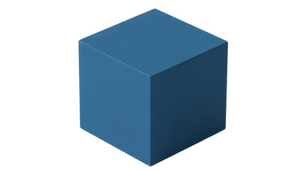 Blue Cube 3D shape solid color isolated on a transparent background