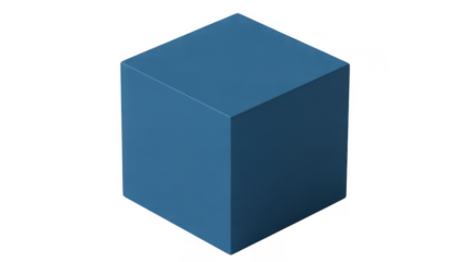 Blue Cube 3D shape solid color isolated on a transparent background