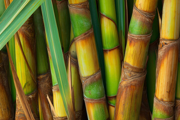 Cut Sugarcane Stalks Fibrous Texture Tropical Agricultural Background Graphic Design Element