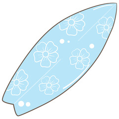 Surfboard with Flower Illustration