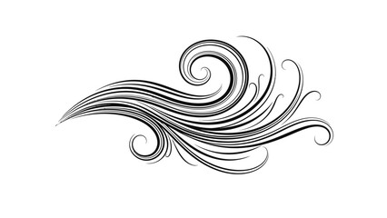 Elegant Black Swirl Design Element on Isolated White Background