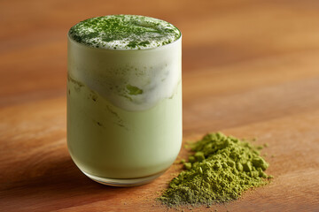 Creamy Matcha Green Tea Milkshake in Clear Glass with Soft Pastel Green Hues