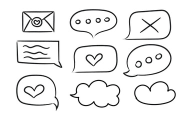 Obraz premium Collection of chat and message icons with various symbols