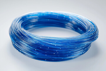 Blue Optical Fiber Cable Coil: High-Tech Network Communication Infrastructure
