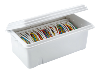 An organized cable box with colorful wires, perfect for network and communication applications. The image shows neatness, order. Isolated Transparent Background, PNG