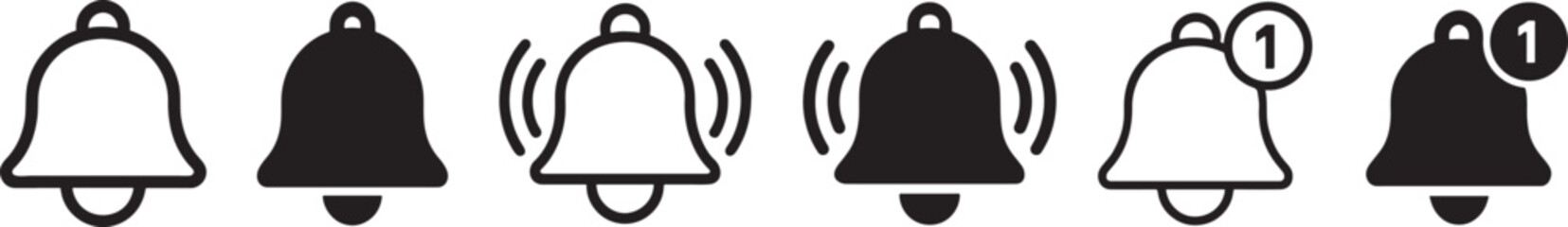 Notification bell icon, clean vector EPS for alerts, reminders, UI, apps, and web design.