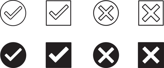 Checkmark icons in bold and outline styles, clean vector EPS for UI, apps, web, and print.