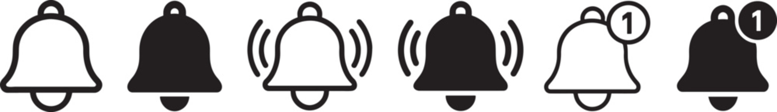 Notification bell icon, clean vector EPS for alerts, reminders, UI, apps, and web design.