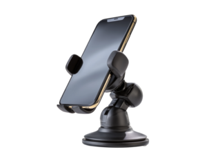 A car phone holder holds a smartphone Isolated Transparent Background, PNG