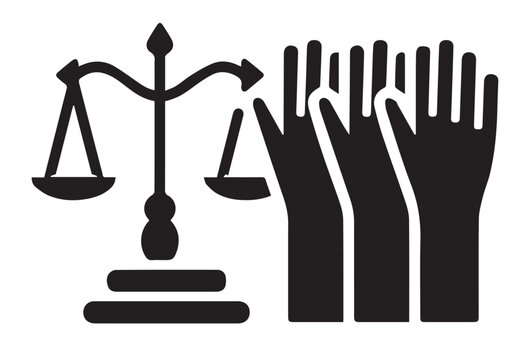 Hand holding Scales justice icon victor Art Illustration