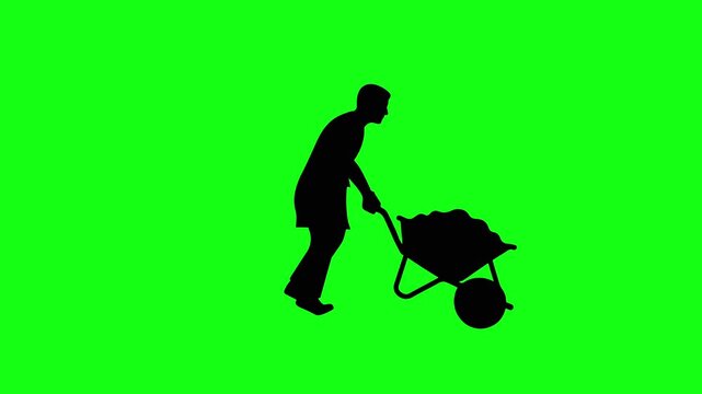 Ideal for construction or gardeningrelated designs, showcasing a worker pushing a wheelbarrow full and highlighting hard work and dedication.