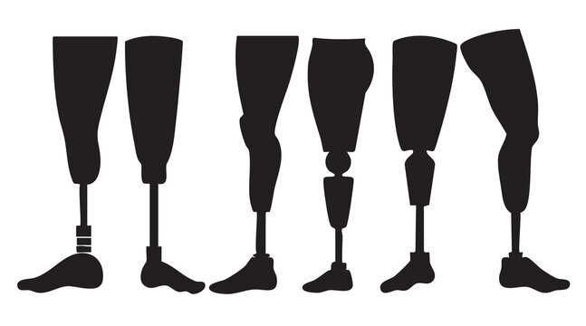 Prosthetic Leg Silhouettes on White Background Vector Fully Editable Smart Object Text Effect