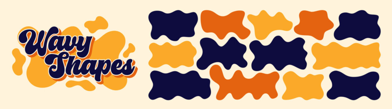 Set with wavy color organic rectangles.