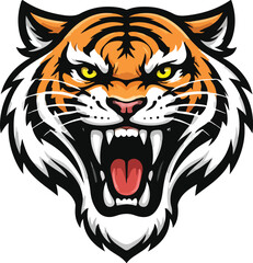 Roaring Tiger Head Vector Illustration &ndash; Fierce Sports Mascot Design