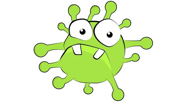 Green cartoon monster character looking around