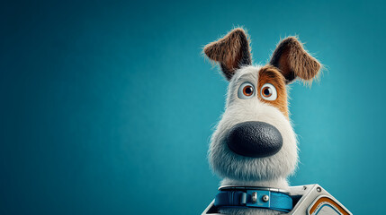 Hybrid Whimsy A cute Dog looking confused as its body seamlessly merges into a 3D Printer A clean