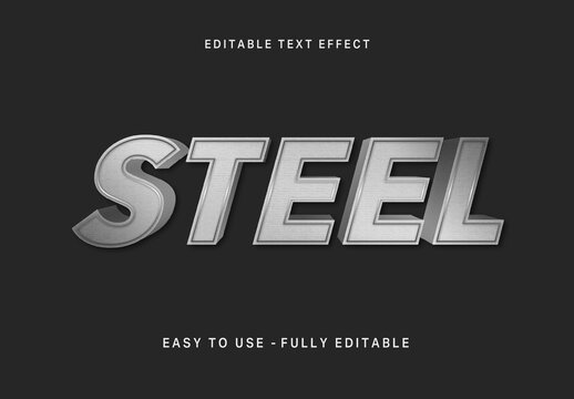 Silver And Gray Polished Surface Text Effect Industrial Steel Font