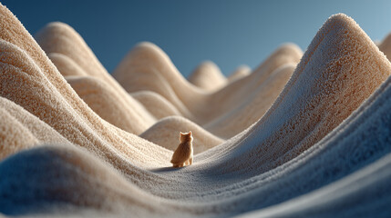 Scale Play A tiny Cat exploring a mountainous landscape formed by a giant   Max A