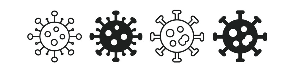 Fototapeta premium Collection of stylized virus icons representing different forms of microscopic pathogens