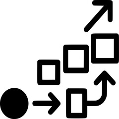 Onboarding Checklist: Abstract black and white vector icon representing employee onboarding and integration processes using ordered geometric flow without checklist visuals.